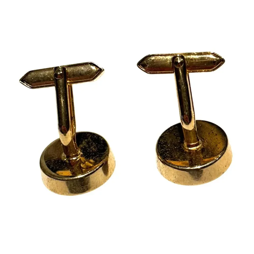 Vintage Mid Century Gold Cufflinks Red Tivoli Style Stones Signed West Germany